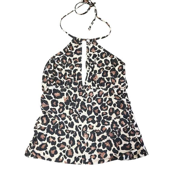 Yonique Cheetah Tankini Swim Halter Top Size Large NWOT - Picture 1 of 2